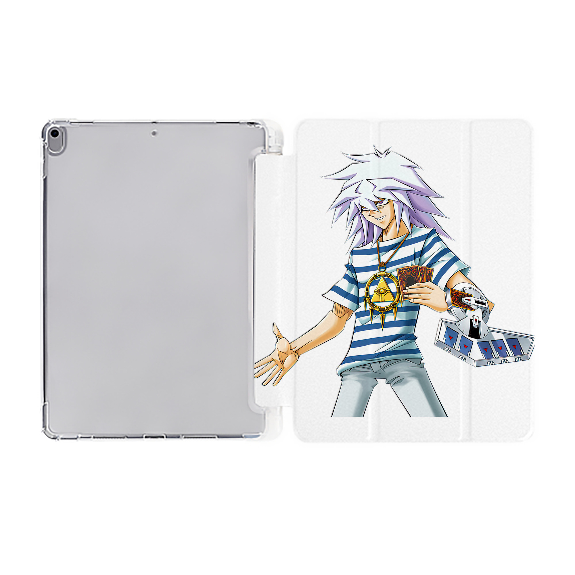 （画像用） 遊☆戯☆王 Yu-Gi-Oh! IPad ケース ペン収納付き 三つ折りスタンド PUレザー×シリコン 対応機種9.5/10.5/10.9インチ